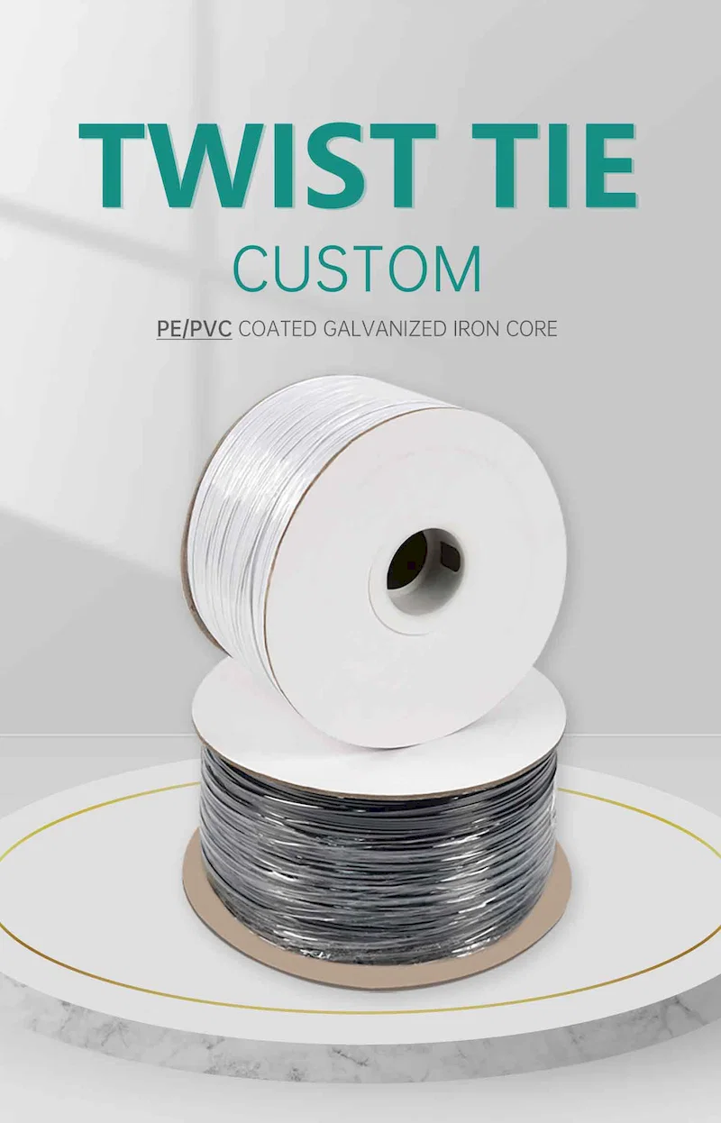  Blanco Negro Pe Gang retorcido, lazo de alambre, embalaje de plástico, lazo de torsión de jardín, brida de cable de metal 