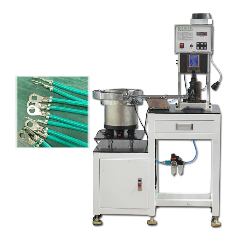 Máquina prensadora de terminales sueltos con alimentación de placa vibratoria, máquina prensadora de terminales sueltos de alambre, máquina prensadora de terminales de cable y terminales de plástico. 