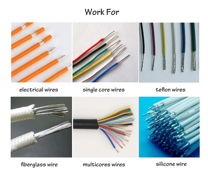 Visualización de muestras de la máquina peladora de alambre neumática, dispositivo de pelado de cable de alambre de múltiples núcleos, pelacables de cable manual de múltiples núcleos