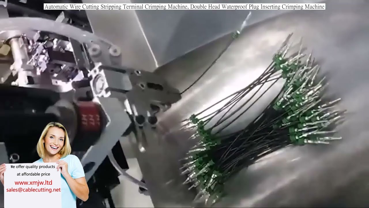 Automatic Wire Cutting Stripping Terminal Crimping Machine, Double Head Waterproof Plug Inserting Cr