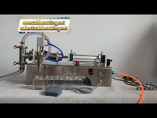 Small Horizontal Manual Bottling Juice Laundry Detergent Single Head Pneumatic Liquid Filling Machin