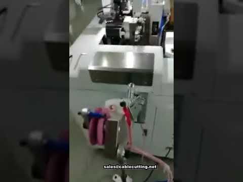 Full automatic double heads thin cable cutting stripping crimping machine, 0 38mm cable