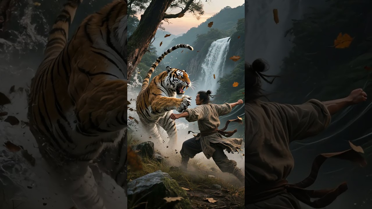 Wu Song has a ring match with a tiger.